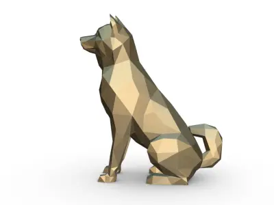 shiba inu low poly 3D print model