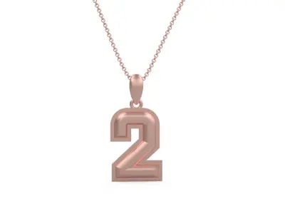 Model 1151 Number 2 Necklace Curved With Border 3D print model