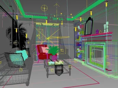 Modern American Style Living Room Low-poly 3D model