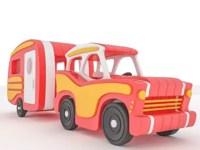 toy car and caravan 3D model