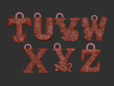 christmas alphabet T to Z decor  3D print model