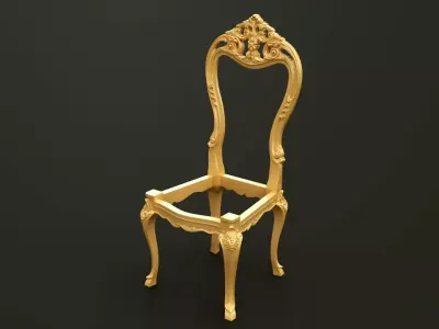 Classic Baroque Style Wooden Chair Base for CNC 3D model
