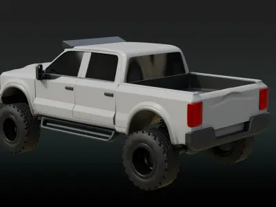 Current White 4X4 Truck Low-poly 3D model