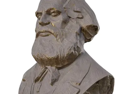 Karl Marx Statue - Historical 3D Sculpture Model Low-poly 3D model