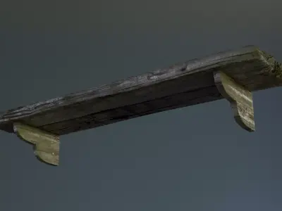 Wooden Shelf Low-poly 3D model