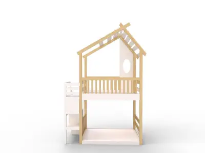 Twin Bunk Bed White House 3D model