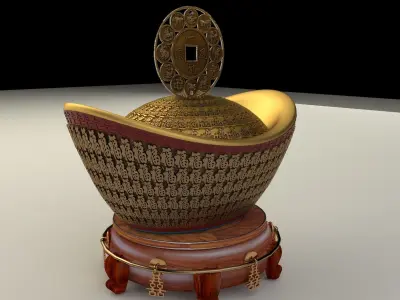 Chinese Gold Ingot  3D model