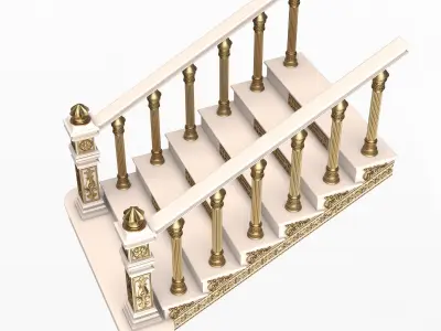 Carved Stair 05 White Low-poly 3D model