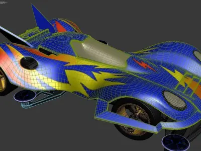4WD car  blue car 3D model