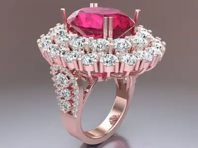 Gemstone rings - Oval stone ring - Diamond rings - N3850 3D print model