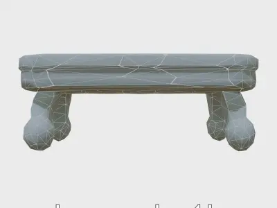 Clay Coffee Table Rounded Legs Model for Living Room Low-poly 3D model