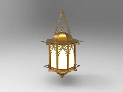 lantern S brass hanging on chain 3D model