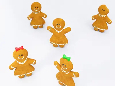 Gingerbread 3d model people Low-poly 3D model