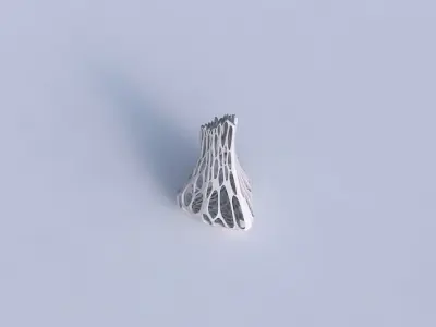 Vase puffy tappered triangle with cracked organic lattice 3D print model