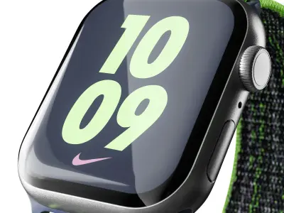 Apple Watch Series 9 Nike Sport Loop Bright Green 3D model