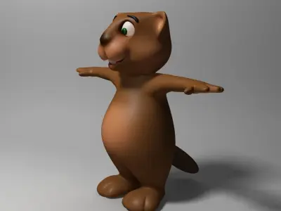 Cartoon beaver rigged Low-poly 3D model
