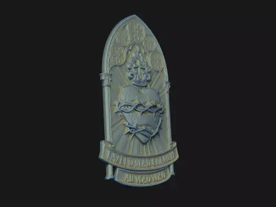 heart crown flame thorn cnc artcam inri Jesus aura gothic  3D print model