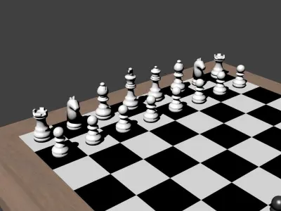 Chess board with pieces 3D model