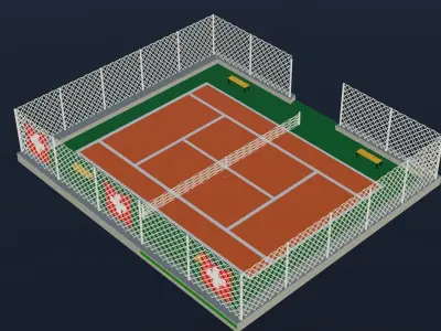 Tennis Court - Switzerland Low-poly 3D model
