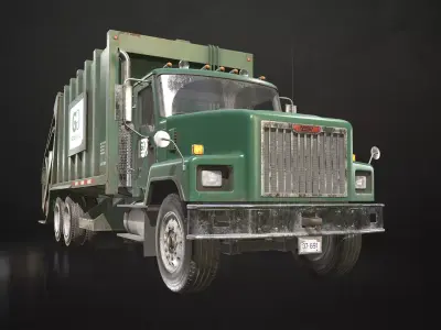 Classic Garbage Truck Low-poly 3D model