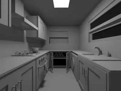 KITCHEN with tiled floor 3D model