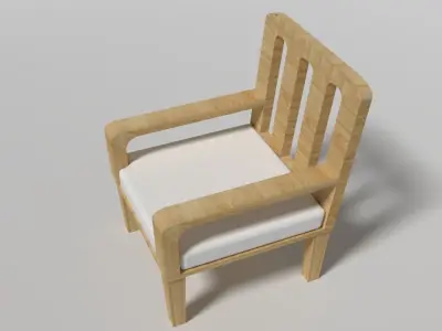 3D Modern White Wooden Sofa Chair Low-poly 3D model