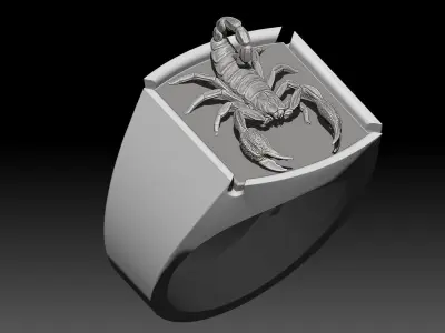 scorpion man ring Sculpture jewelry Gold silver 3D print model