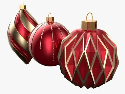 Christmas Tree Ornament Set5 - Red Yellow 3D model