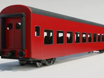 Wagon 3D model train car Low-poly 3D model