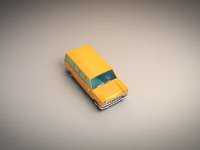 Low Poly Station Wagon Low-poly 3D model