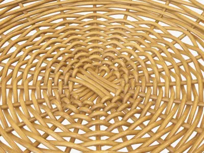 Wicker basket tray medium brown 3D model