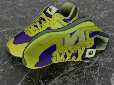NEW BALANCE 3D SHOES - YELLOW - BLUE Low-poly 3D model