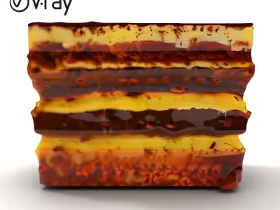 Tiramisu Dessert Layered Cake model pack Low-poly 3D model