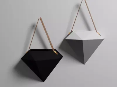 Geometric Ceramic Hanging Planters 3D model