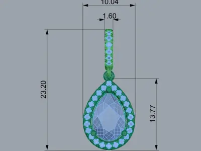 pear shaped diamond pendant 3D print model