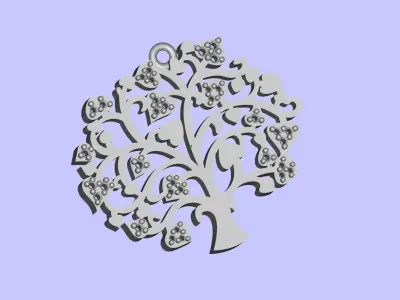 Tree design pendant and earrings 3D print model