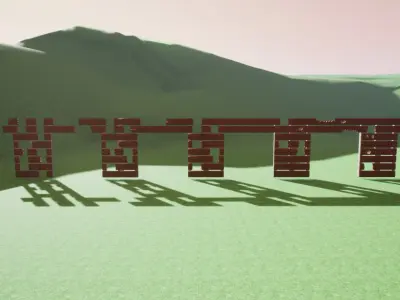 Fences and gates asset pack with damaged versions Free low-poly 3D model