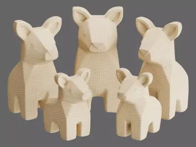Kids Wooden Animal Decor 3D Print and Game Ready Low-poly 3D model