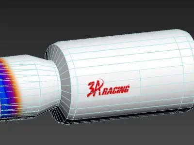 3A racing muffle Low-poly 3D model