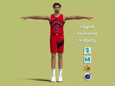 T-Pose rigged Scottie Barnes Toronto Raptors NBA 3D model