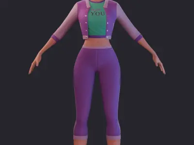 Girl in the sport suit - stylized Low-poly 3D model