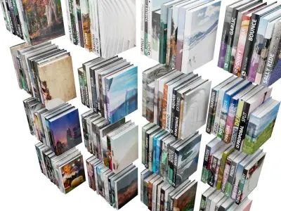 Books 150 pieces 1-9-2 Low-poly 3D model