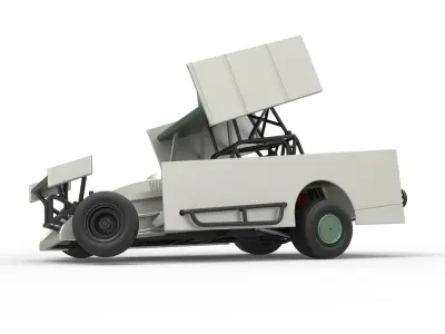 NE Outlaw Dirt Modified stock car V2 while turning Scale 1 to 25 3D print model