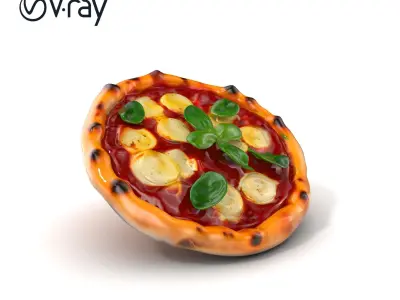 Neapolitan Pizza Model Pack with Charred Edges Low-poly 3D model