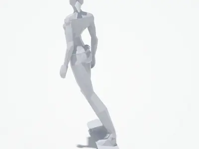 Woman Skate Sport Pose Low-poly 3D model