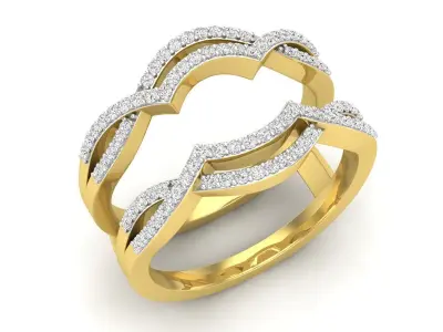 AV 573 Diamond Ladies Anniversary Wedding Guard Double Ring 3D print model