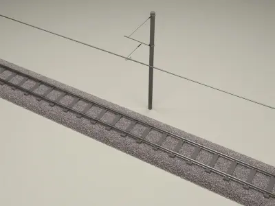 Train Track Electrified 3D model