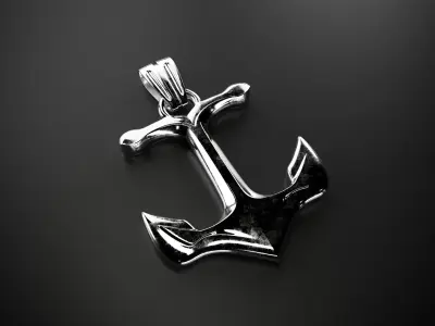 Anchor gold pendant 3D model