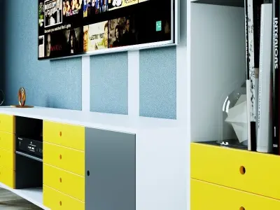 Scandinavian Style Wood Colored TV Unit 3D model