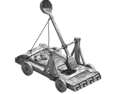 Game Siege Weapons - Catapult 03 3D model
